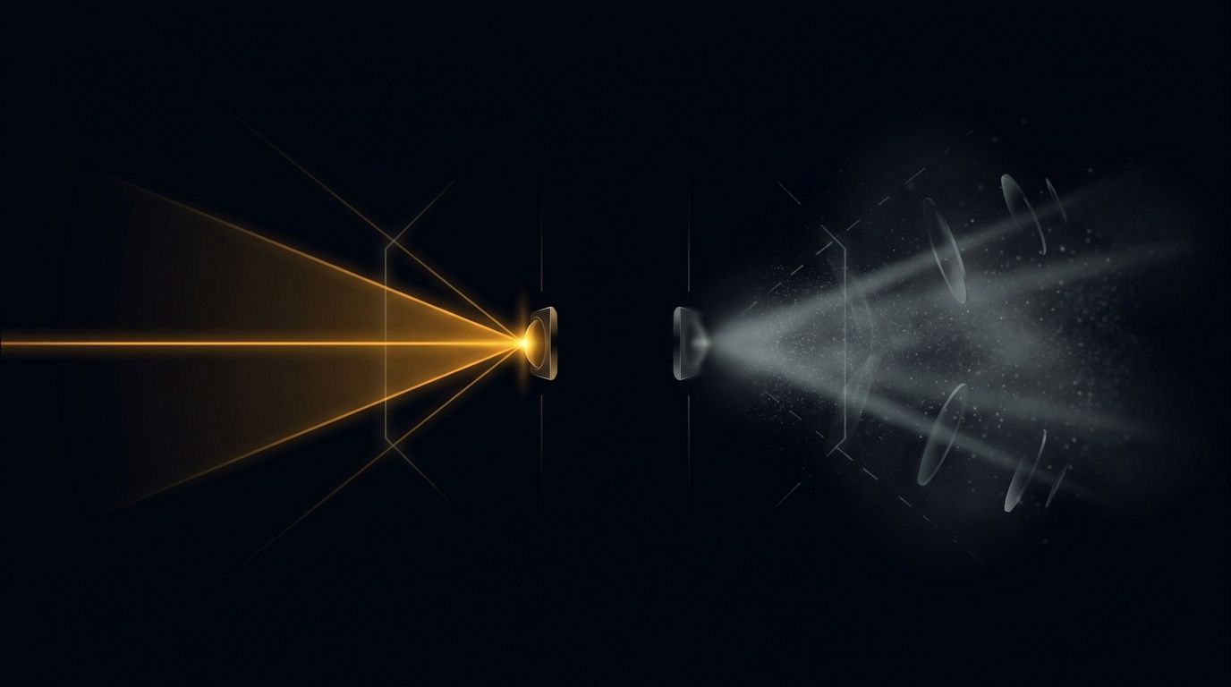 Optical illustration for "Why your Copilot visibility number is an estimate, not a measurement"